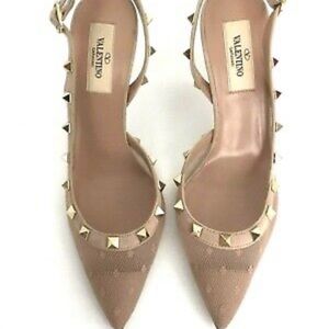 Women’s Valentino Garavani Rockstub Mesh Slungback Pump 36eu-6Us-Beige
